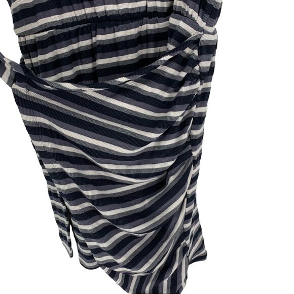 Black & White Striped Wrap Mini Dress Medium - Picture 6 of 7
